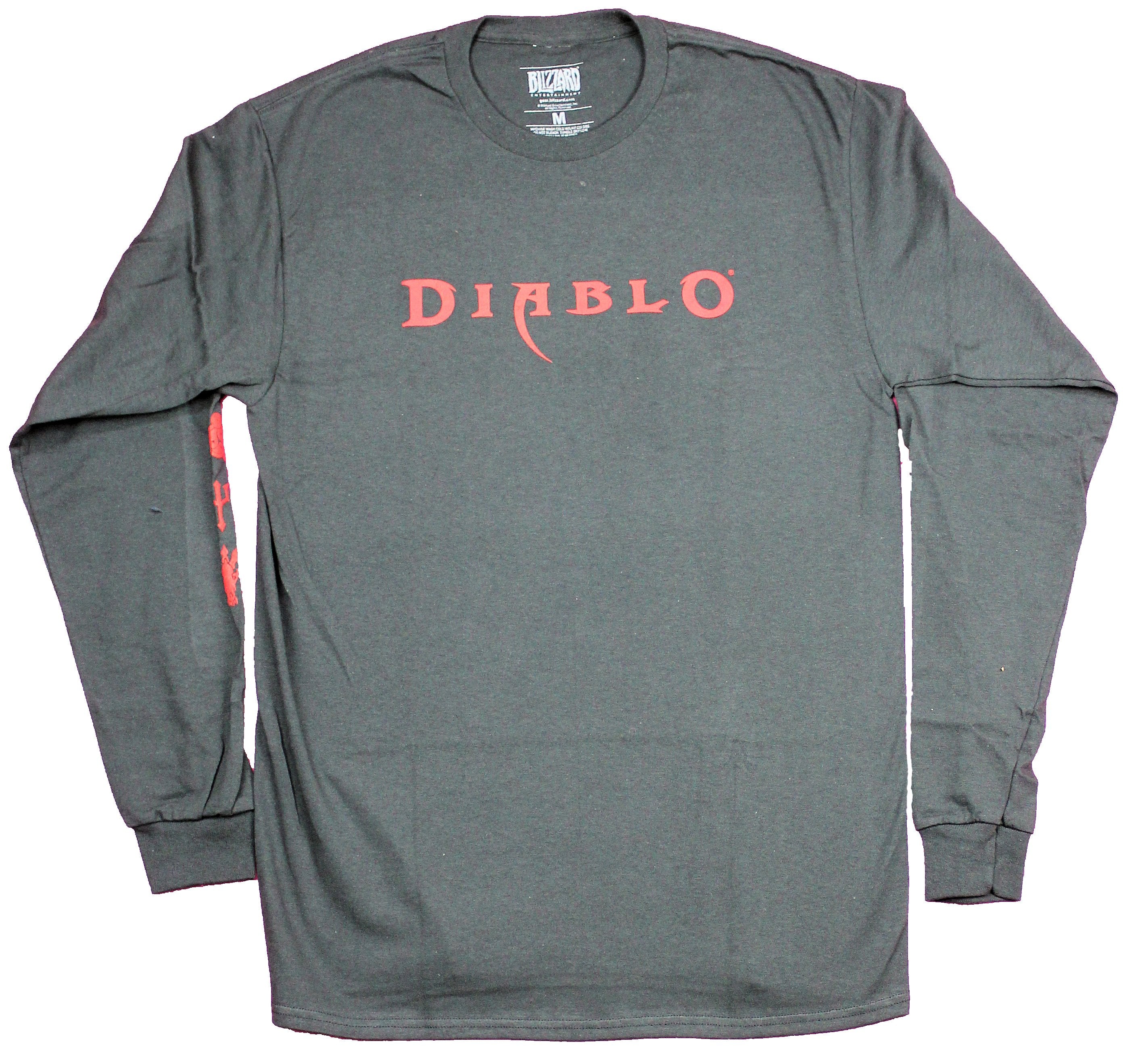 Diablo Mens Long Sleeve T-Shirt - Simple Name Logo Symbol Sleeves