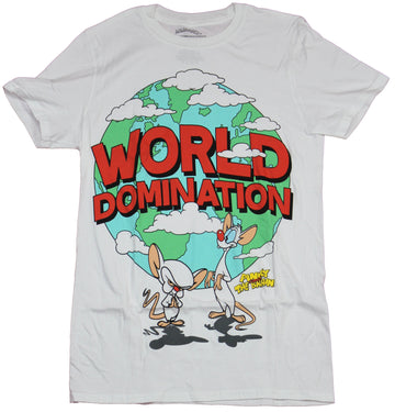 Pinky and the Brain Mens T-Shirt  - World Domination Globe Image