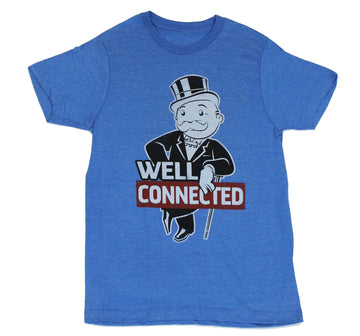 Monopoly Mens T-Shirt - "Well Connected" Daper Leaning Pennybags Image