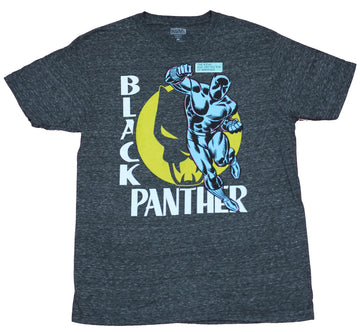 Black Panther Mens T-Shirt -  Classic Comic Style Attacking Over Yellow Symbol