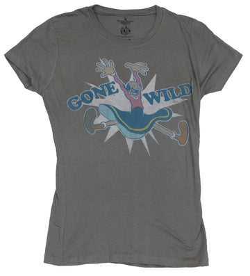 Popeye Girls Juniors  T-Shirt - Olive Oyl  Distressed Jumping "Gone Wild!" Image
