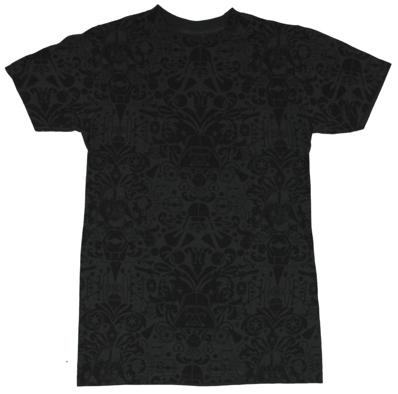 Star Wars Mens T-Shirt - Ornate All Over Darth Vader and Imperial Images Pattern