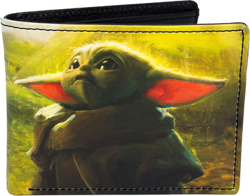 Star Wars Grogu Wallet, The Mandalorian The Child Slim Bifold Wallet with Decorative Tin Case