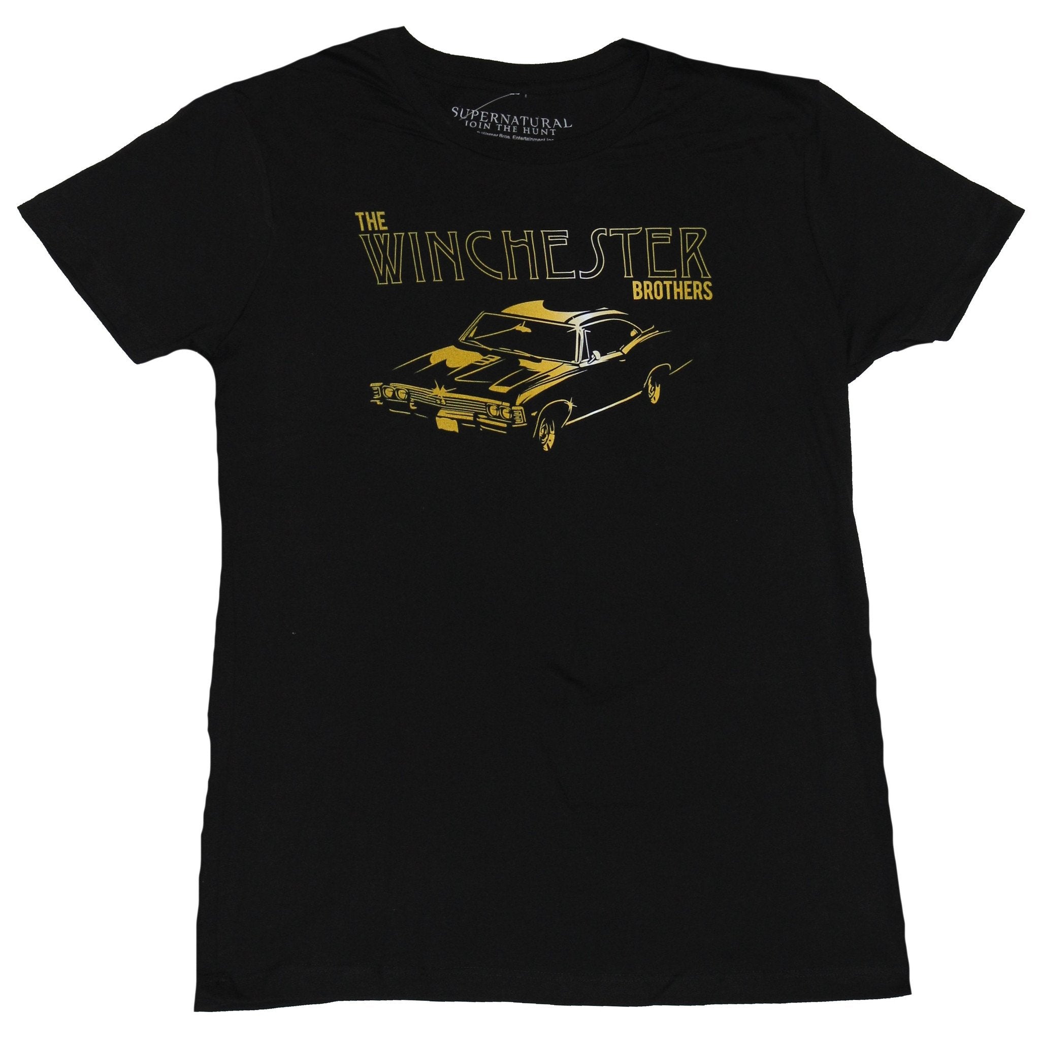 Supernatural Girls Juniors T-Shirt - Winchester Brothers Yellowed Car Image