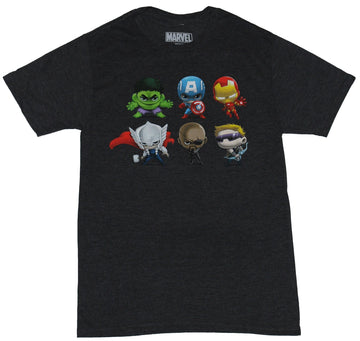 Marvel Comics Mens T-Shirt  - Avengers Cutie Big Headed Six Cutie Line up
