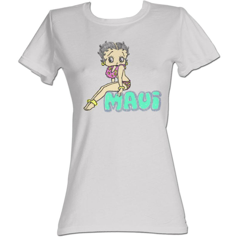 Betty Boop Girls Juniors S/S T-Shirt - Maui - Solid Silver