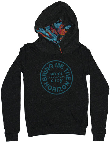 Bring ME The Horizon Girls  Juniors Hoodie - Circle Steel City Logo Image