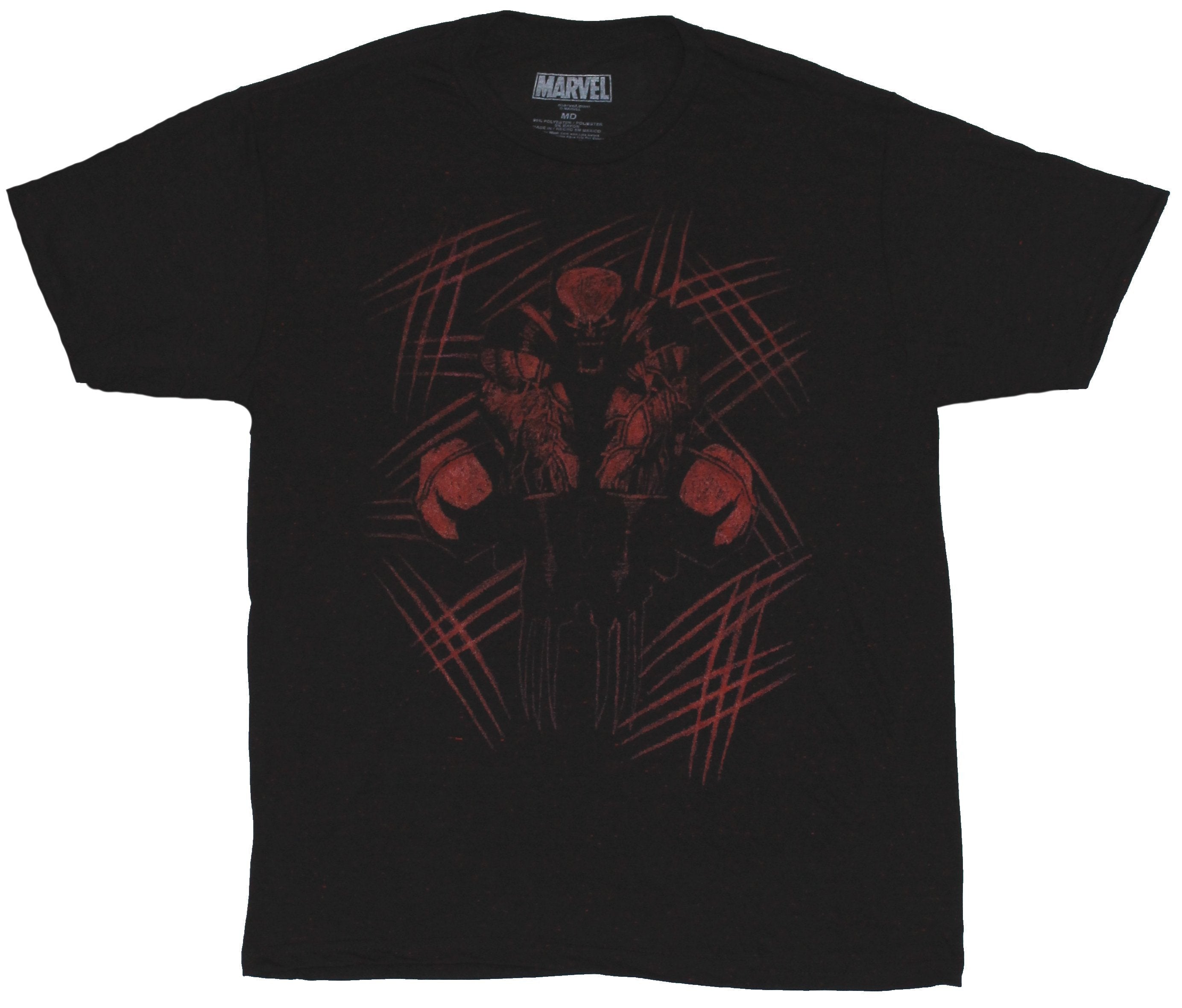 Wolverine (Marvel Comics) Mens T-Shirt -  Red Tinted Super Slashed Logan Image