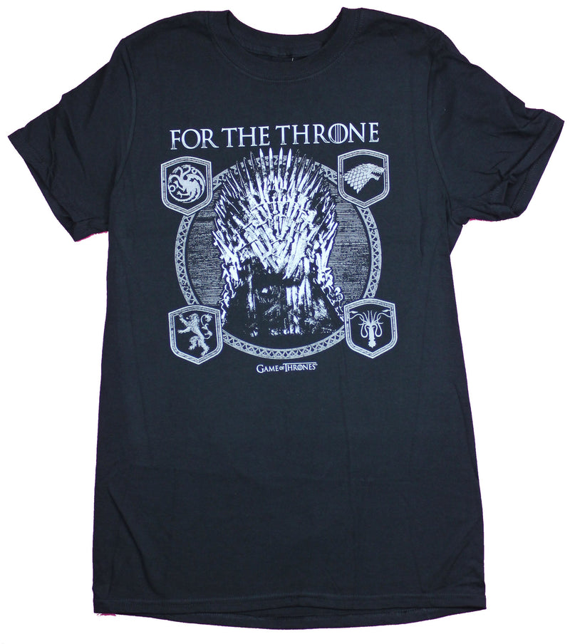 Game of Thrones Mens T-Shirt - For the Throne Silver Throen And Sigils Image