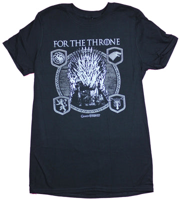Game of Thrones Mens T-Shirt - For the Throne Silver Throen And Sigils Image