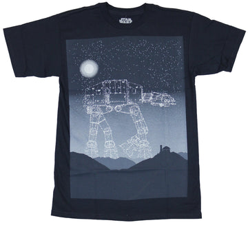Star Wars  Mens T-Shirt - Starry AT-AT Moon Filled Sky Box Image