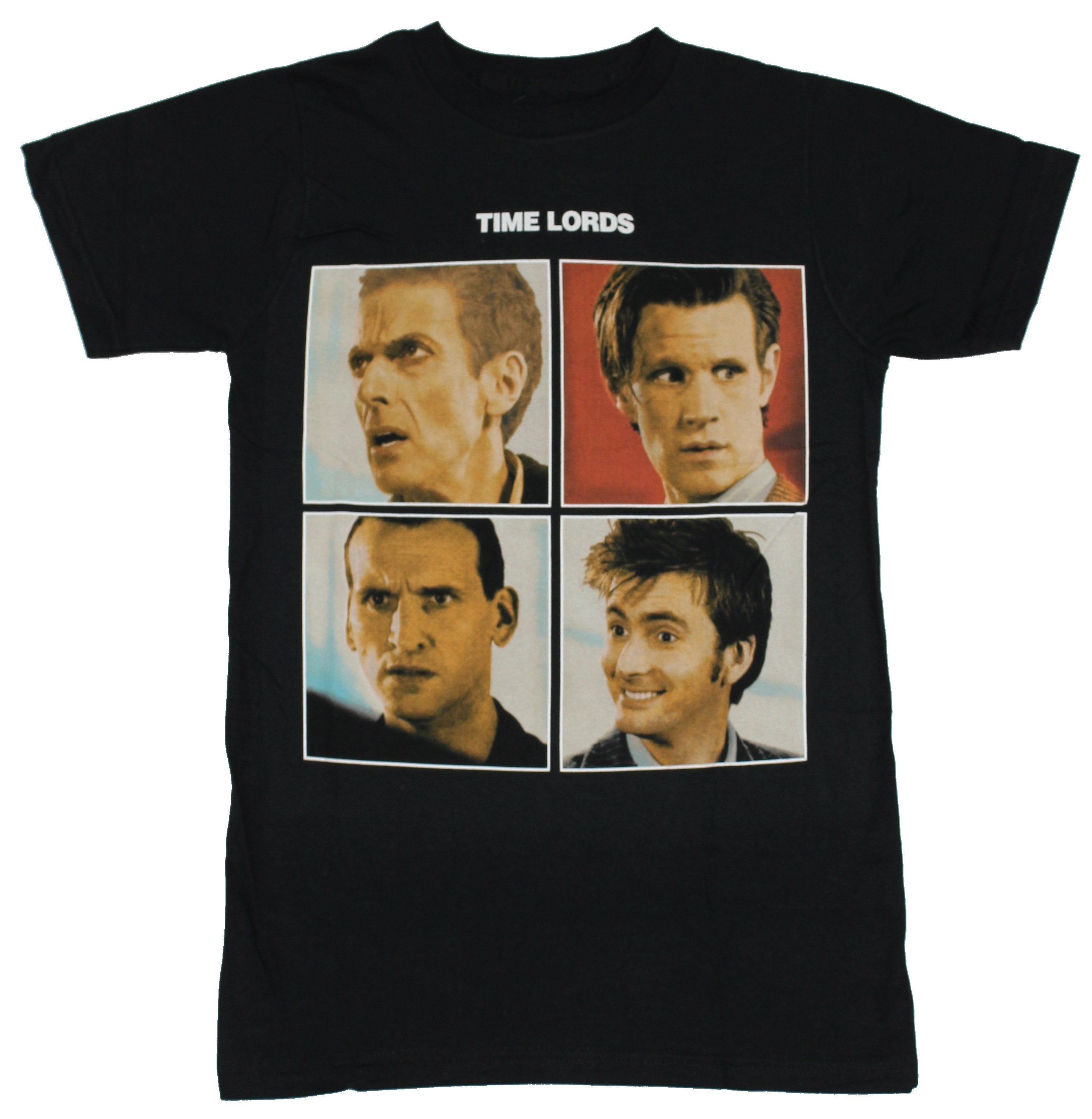 Doctor Who Mens T-Shirt - 4 Most Recent Doctors Time Lord Photo Box