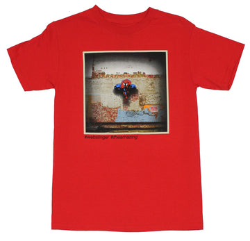 Spider-Man (Marvel Comics) Mens T-Shirt - #Webslinger #TheAmazing Wall Pic