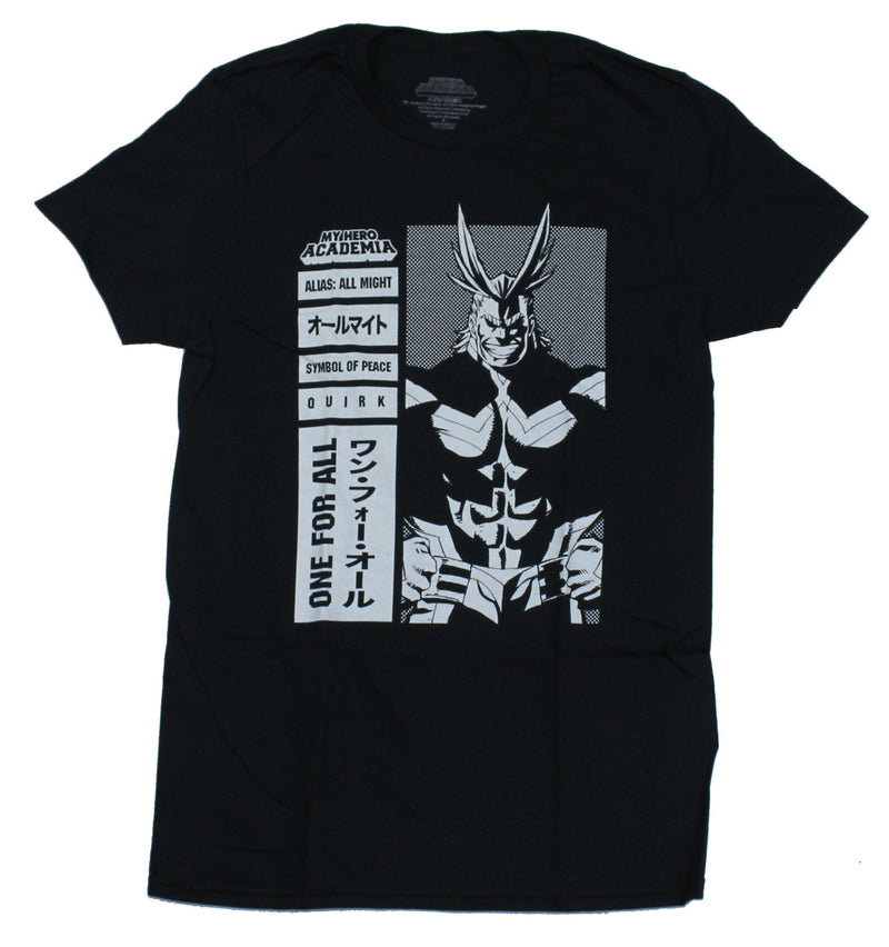 My Hero Academia Mens T-Shirt - All Might All For One Stats Image