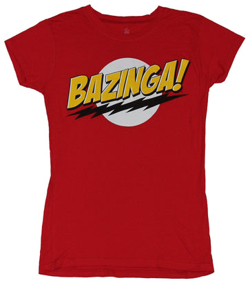 Big Bang Theory Girls Juniors T-Shirt - Bazinga! Circle Word Logo Image