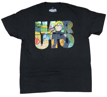 Naruto Shippuden Mens T-Shirt - Letters Filled with a Cut Scene Image