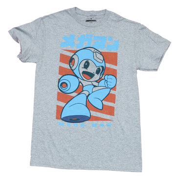 Mega Man Mens T-Shirt -Chibi Style Megaman Under Kanji