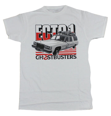 Ghostbusters Mens T-Shirt - Ecto 1 Ectomobile & Logo Image