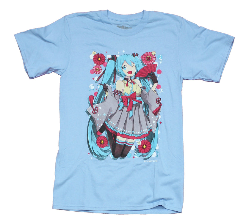 Hatsune Miku Mens T-Shirt - Winking Jumping Image