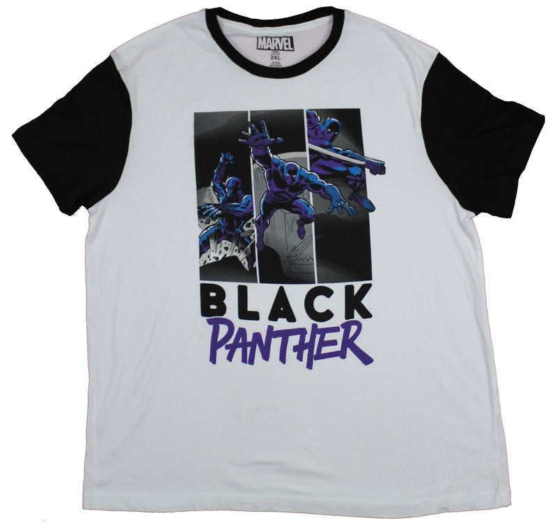 Black Panther Mens T-Shirt  - Multiple Panels Over Name
