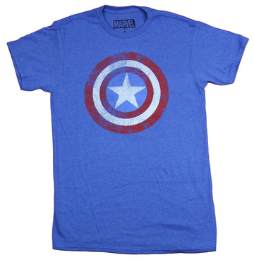 Captain America Mens T-Shirt  - Classic Distressed Cracked Logo Image
