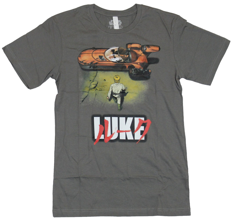 Star Wars Mens T-Shirt - Luke Approaching Landspeeder Over Name Box Image - Inmyparentsbasement.com