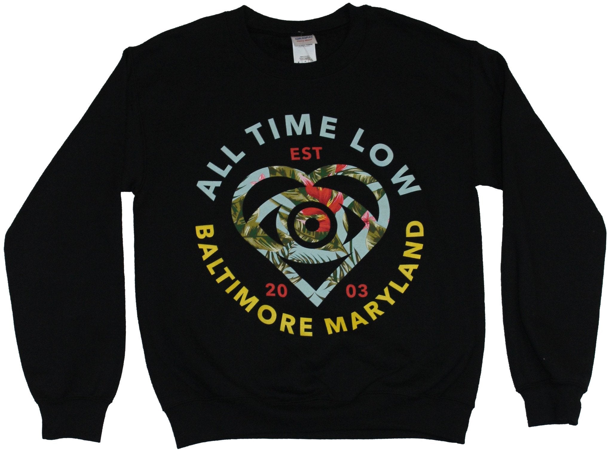 All Time Low Crewneck Sweatshirt - Floral Heart Eye Baltimore Maryland Logo