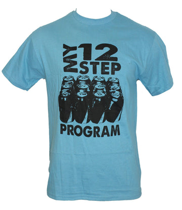 Crude Attitude Mens T-Shirt -  "My 12 Step Progam" 12 Beer Can Image