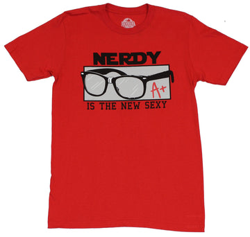 Nerdy Mens T-Shirt  - "Nerdy is the New Sexy" Glasses A+
