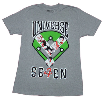 Dragon Ball Z Mens T-Shirt - Universe Seven Baseball Field Character Boxes Image