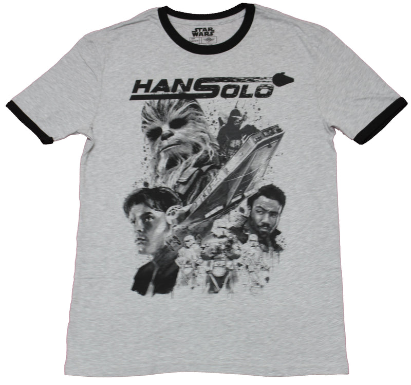 Star Wars Mens Ringer T-Shirt -  Han Solo Movies Character Collage