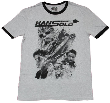 Star Wars Mens Ringer T-Shirt -  Han Solo Movies Character Collage