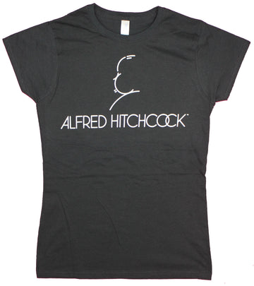 Alfred Hitchcock Girls Juniors  T-Shirt - Silhouette Logo Image