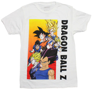 Dragon Ball Z Mens T-Shirt - Colorful Cast Along Vertical Name