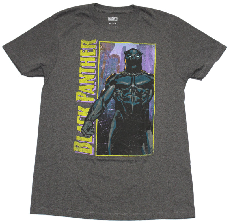 Black Panther Mens T-Shirt - Comic Style In Yellow Box & logo - Inmyparentsbasement.com