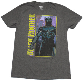Black Panther Mens T-Shirt - Comic Style In Yellow Box & logo