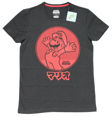 Super Mario Brother Mens T-shirt - Out Strectched Hands In All Red Circle