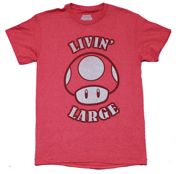 Super Mario Brothers Mens T-Shirt - Livin' Large Giant Mushroom Distressed Image