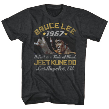 Bruce Lee Mens S/S T-Shirt - Box Smirk - Heather Black Heather