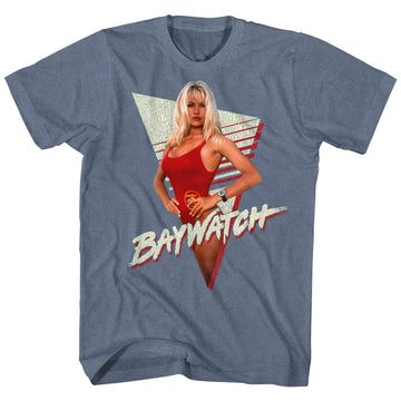 Baywatch Mens S/S T-Shirt - Trianglepam - Heather Indigo Heather