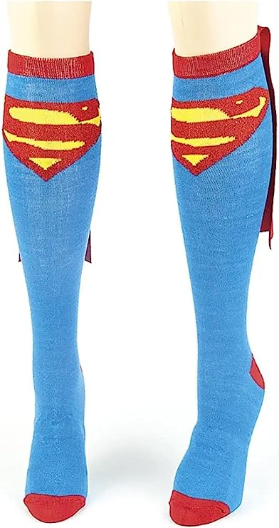 Dynamic Duo Superman & Batman Knee High Caped Socks 2 Pack