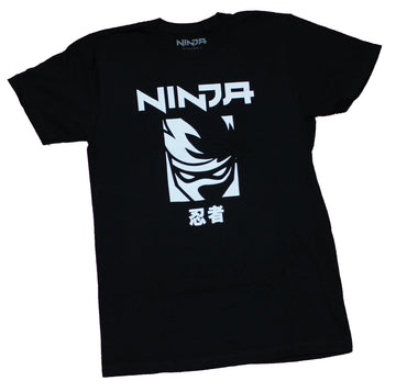 Ninja Streamer Mens T-Shirt - Ninja Kanji B & W Logo Box Image