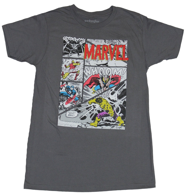 Marvel Comics Mens T-Shirt - Thor Battling Hulk In Multiple Panels Image - Inmyparentsbasement.com