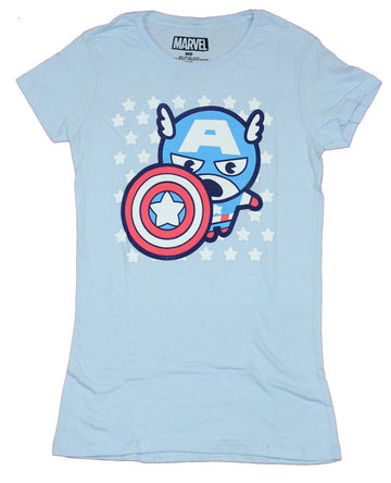 Captain America Girls Juniors T-Shirt - Chibi Style Captain America Image