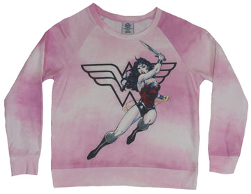 Wonder Woman (DC Comics) Girls Juniors Light Sweatshirt -  Slashing Over Logo