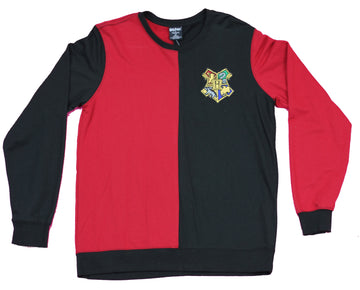Harry Potter Mens Pullover Sweatshirt - Hogwarts Lapel Patch Red Black Design
