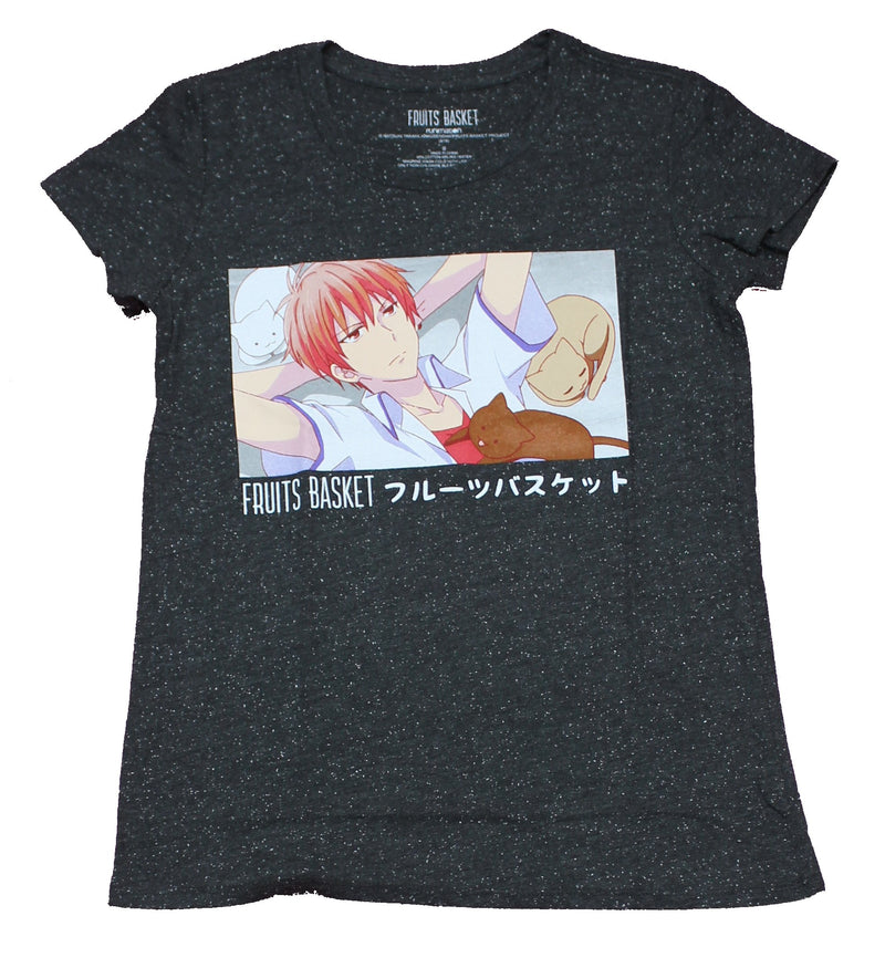 Fruits Basket Girls Juniors T-Shirt - Kyo & Cats Relaxing Box Image