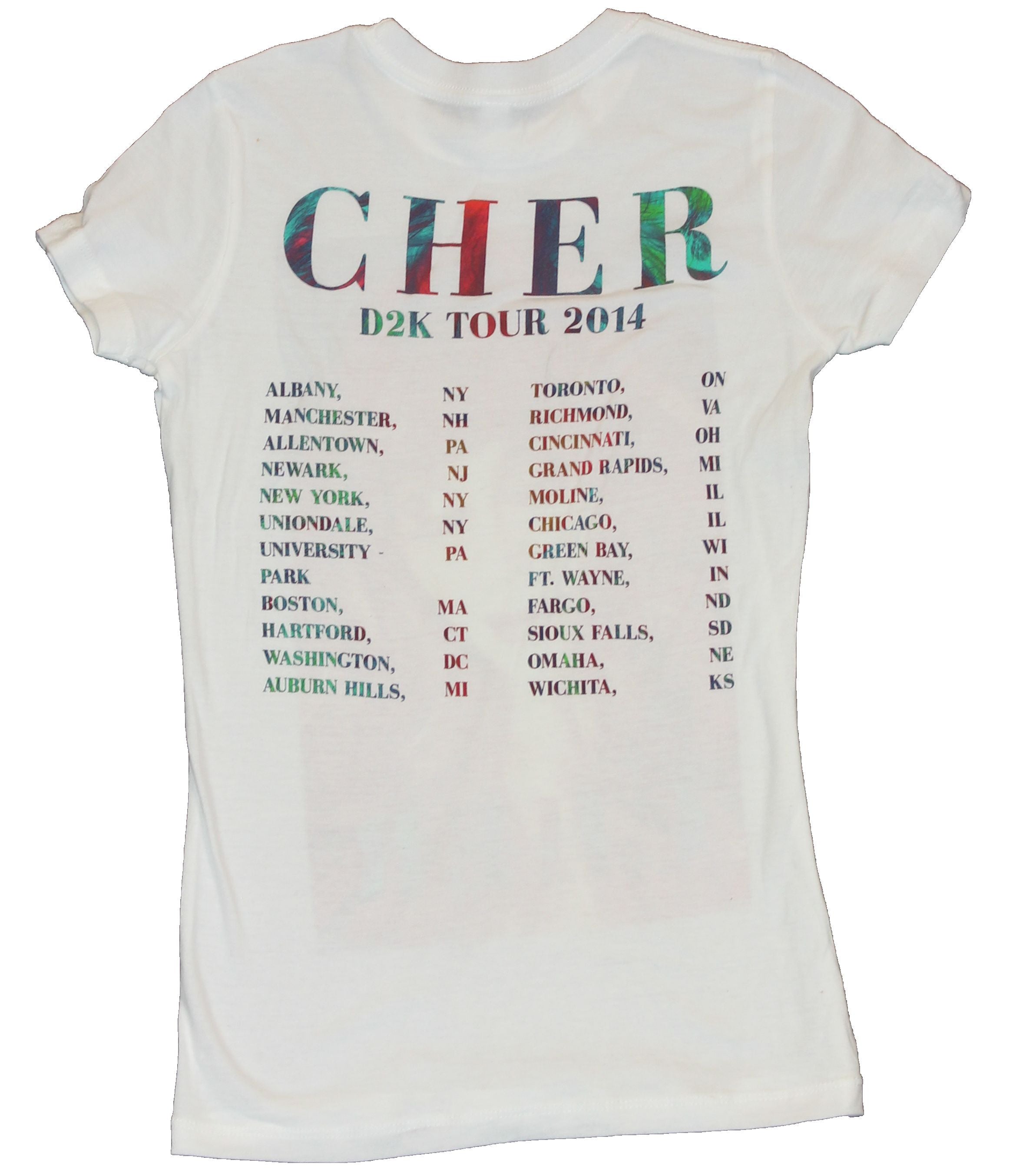 Cher Girls Juniors T-Shirt - Red Haired Photo Box Image DK2 Tour