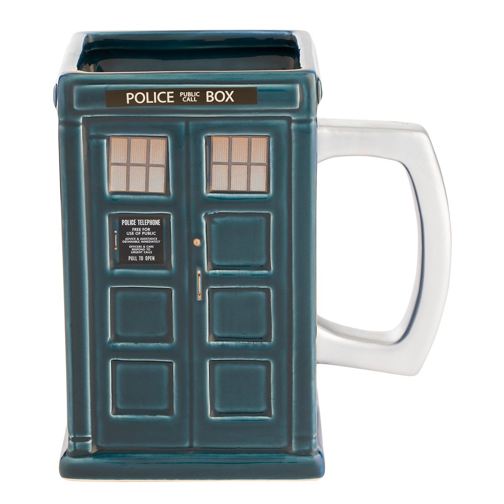 Vandor Doctor Who S11 Tardis 20 oz. Ceramic Sculpted Mug, 5.5 x 3.75 x 5.5 Inches, Blue and Silver (56414)