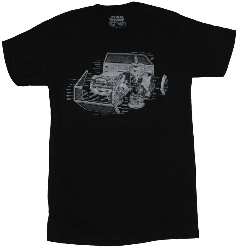 Star Wars Mens T-Shirt - Blowout Tie Fighter Schematics Dissected and Labeled - Inmyparentsbasement.com